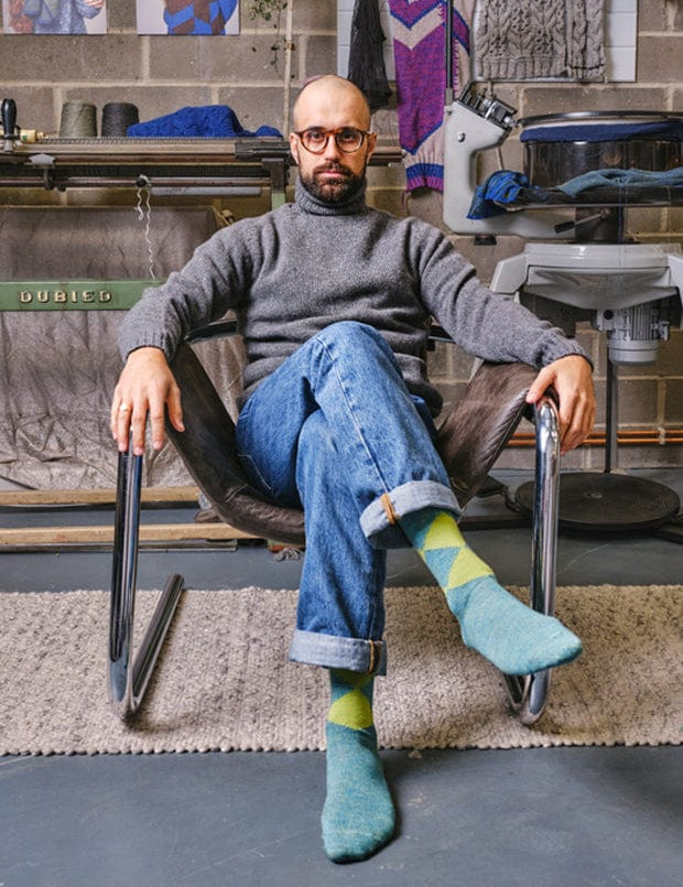 Aden Roll neck Lambswool Sweater Grey Genevieve Sweeney