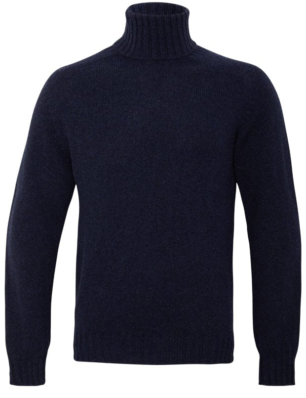 Aden Roll neck Lambswool Sweater Navy Genevieve Sweeney