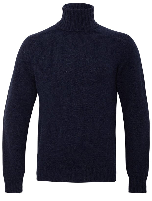 Aden Roll neck Lambswool Sweater Navy Genevieve Sweeney