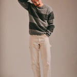 Alford Brushed Wool Stripe Sweater Grey Melange Genevieve Sweeney