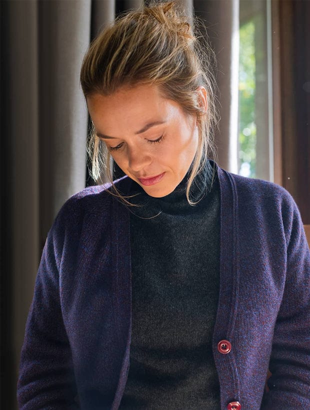 Alva Cardigan Lambswool Indigo Genevieve Sweeney