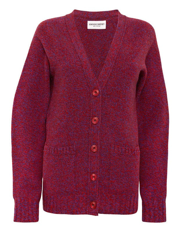 Alva Cardigan Lambswool Vermilion Genevieve Sweeney