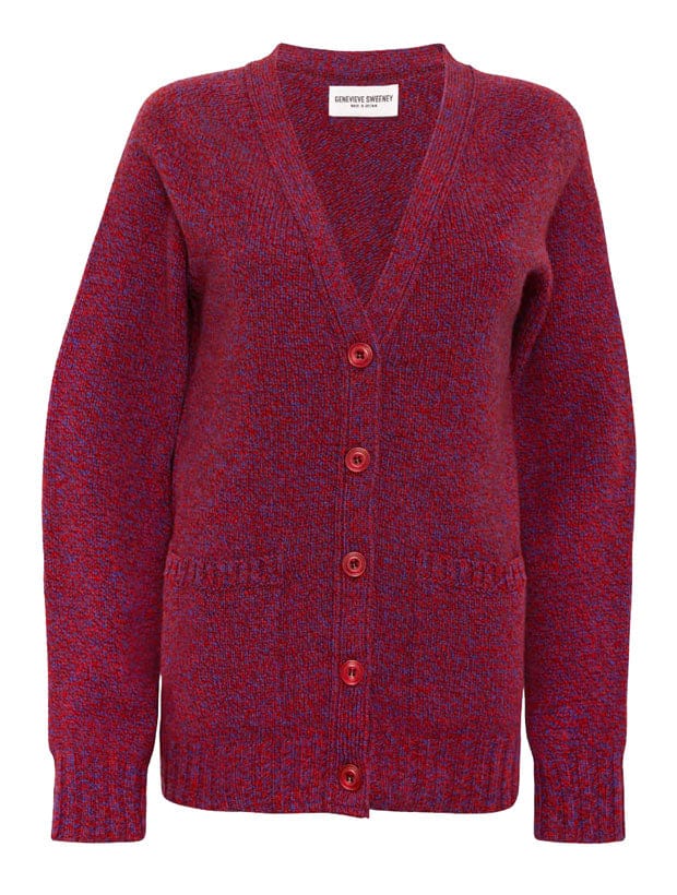 Alva Cardigan Lambswool Vermilion Genevieve Sweeney