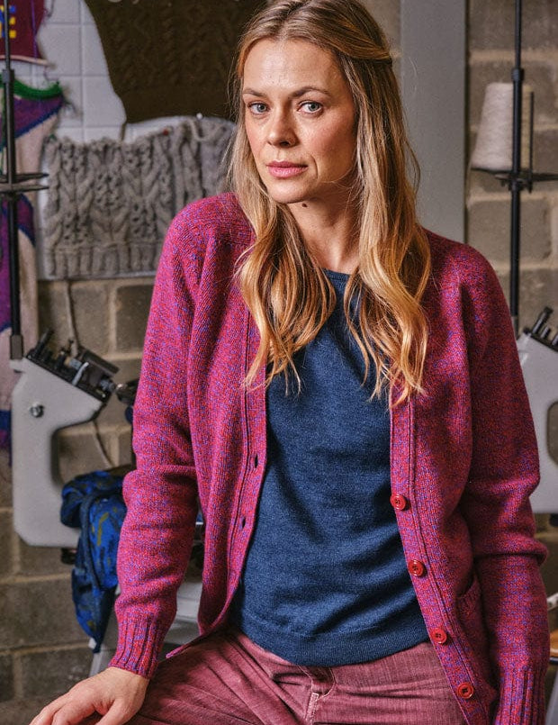 Alva Cardigan Lambswool Vermilion Genevieve Sweeney