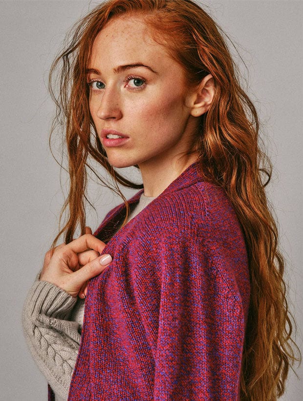 Alva Cardigan Lambswool Vermilion Genevieve Sweeney