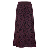 Aria Viscose Jacquard Skirt Burgundy Genevieve Sweeney