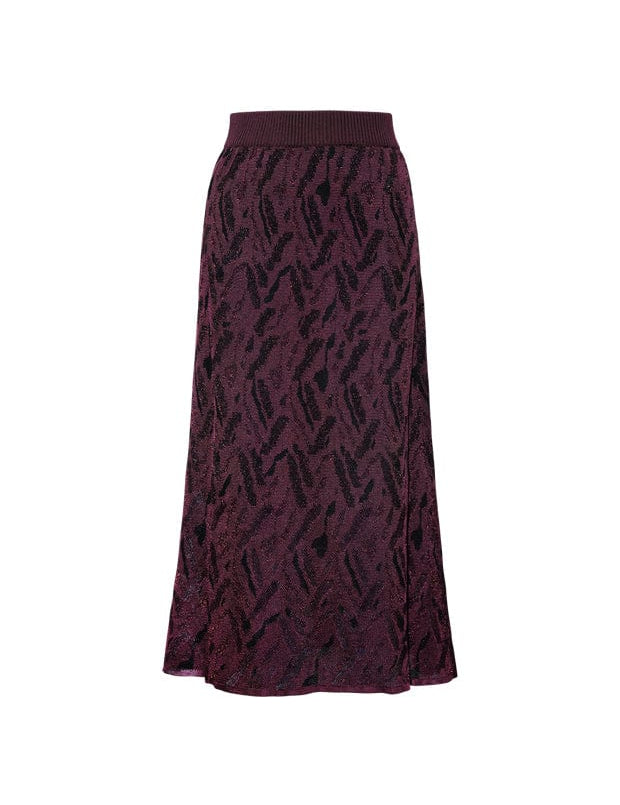 Aria Viscose Jacquard Skirt Burgundy Genevieve Sweeney