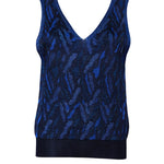 Aria Knitted Vest Viscose Jacquard Navy Genevieve Sweeney