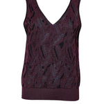 Aria Knitted Vest Viscose Jacquard Burgundy Genevieve Sweeney