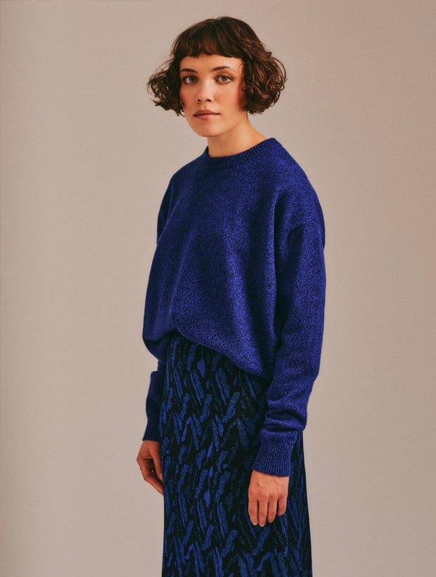 Ash Lambswool Sweater Blue Marl Genevieve Sweeney