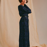 Aster Jacquard Knitted Dress Navy Genevieve Sweeney