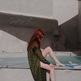 Aster Jacquard Lace Knitted Long Cardigan Olive Genevieve Sweeney