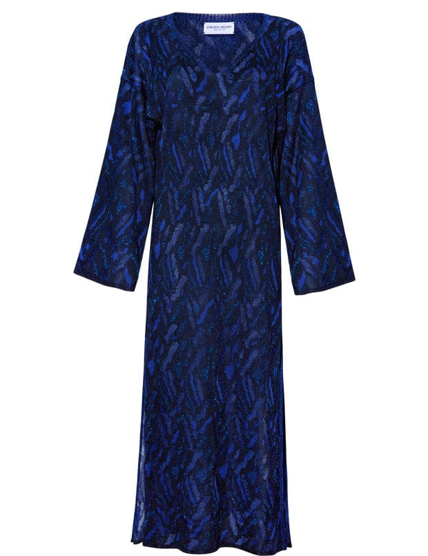 Aster Jacquard Knitted Dress Navy Genevieve Sweeney