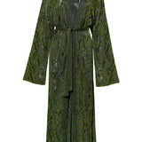 Aster Jacquard Lace Knitted Long Cardigan Olive Genevieve Sweeney