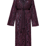 Aster Jacquard Lace Knitted Long Cardigan Burgundy Genevieve Sweeney