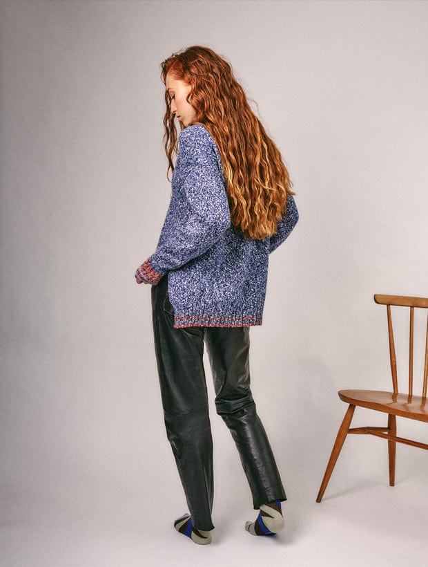 Brook Sweater Textured Lambswool Blue Genevieve Sweeney