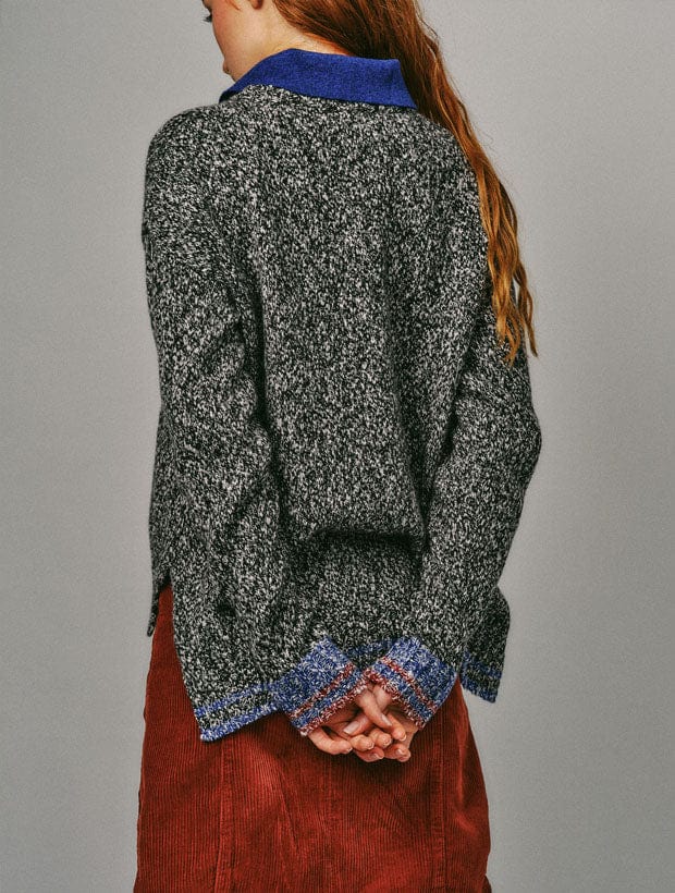 Brook Sweater Textured Lambswool Charcoal Genevieve Sweeney