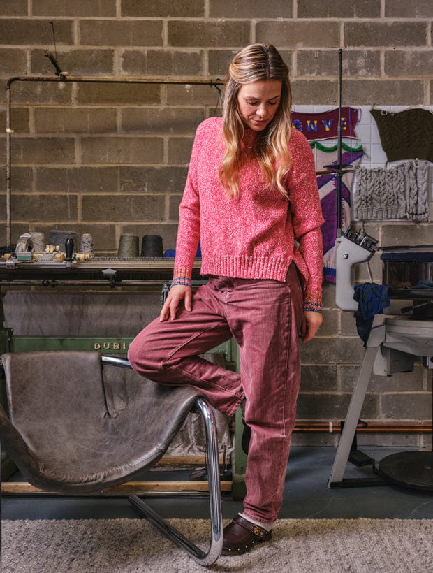 Brook Sweater Textured Lambswool Pink Genevieve Sweeney