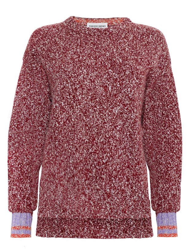 Brook Sweater Textured Lambswool Red Genevieve Sweeney