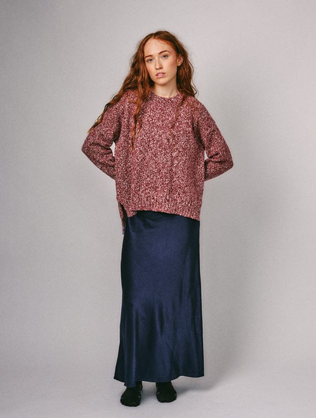 Brook Sweater Textured Lambswool Red Genevieve Sweeney