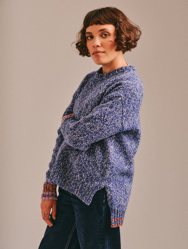 Brook Sweater Textured Lambswool Blue Genevieve Sweeney