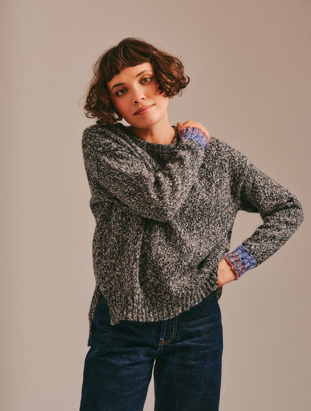 Brook Sweater Textured Lambswool Charcoal Genevieve Sweeney