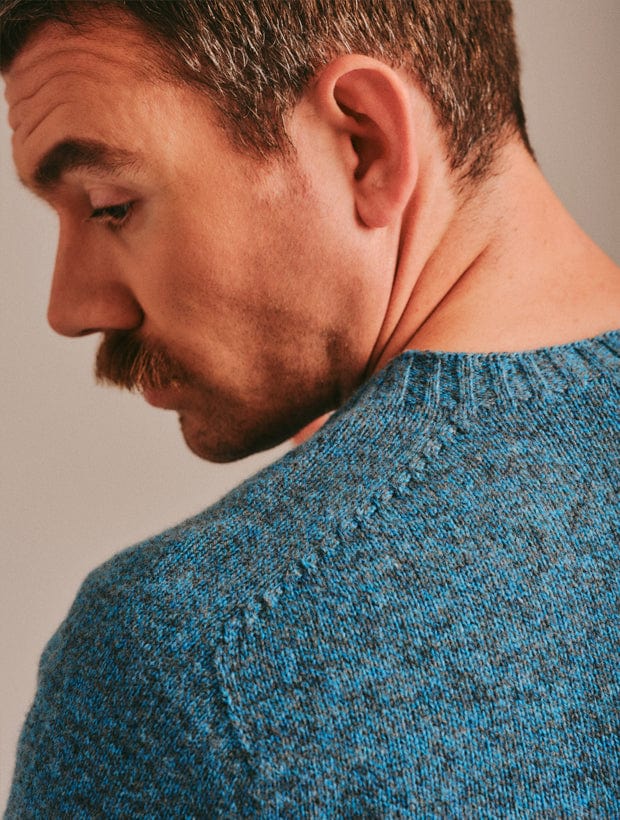 Ellon Lambswool Sweater Azure Marl Genevieve Sweeney