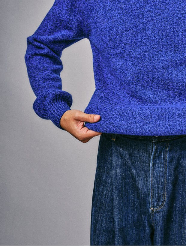 Ellon Lambswool Sweater Deep Blue Marl Genevieve Sweeney