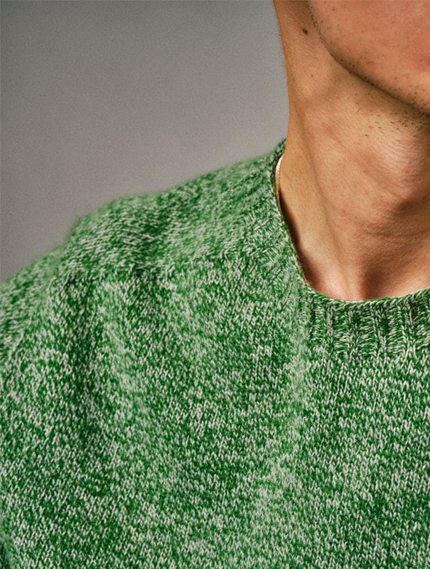 Ellon Lambswool Sweater Green Marl Genevieve Sweeney