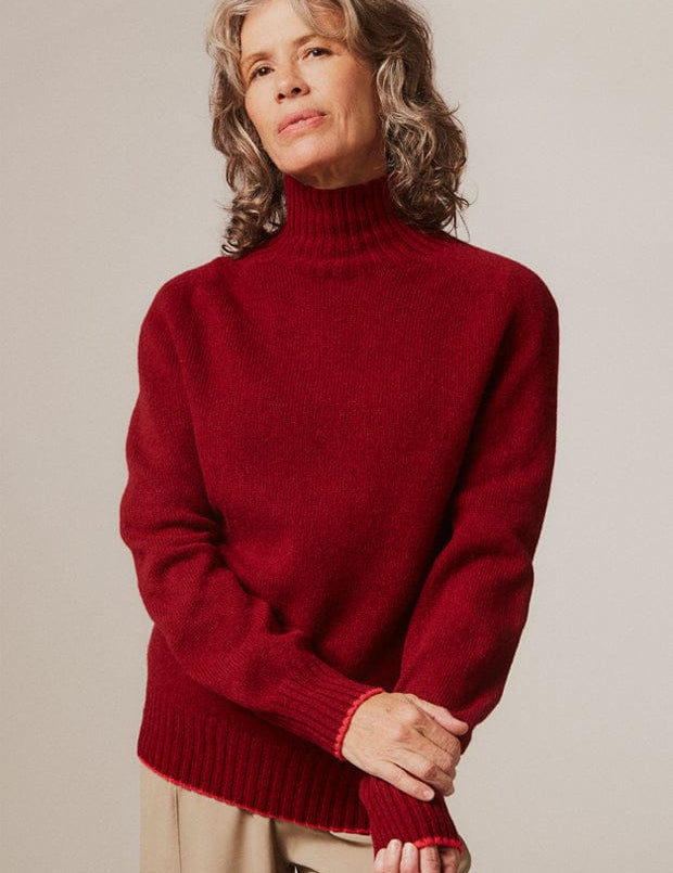 Elsi Lambswool Turtleneck Sweater Red Genevieve Sweeney