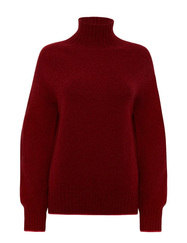 Elsi Lambswool Turtleneck Sweater Red Genevieve Sweeney