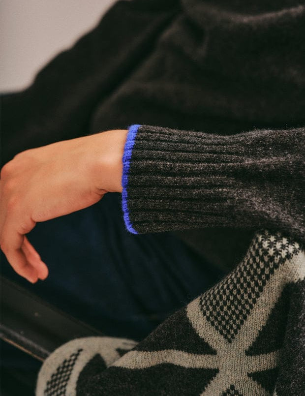 Elsi Lambswool Turtleneck Sweater Charcoal Genevieve Sweeney