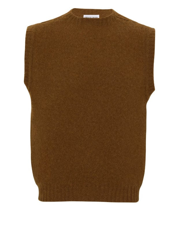 Laide Brushed Wool Knitted Vest Men Brown Genevieve Sweeney