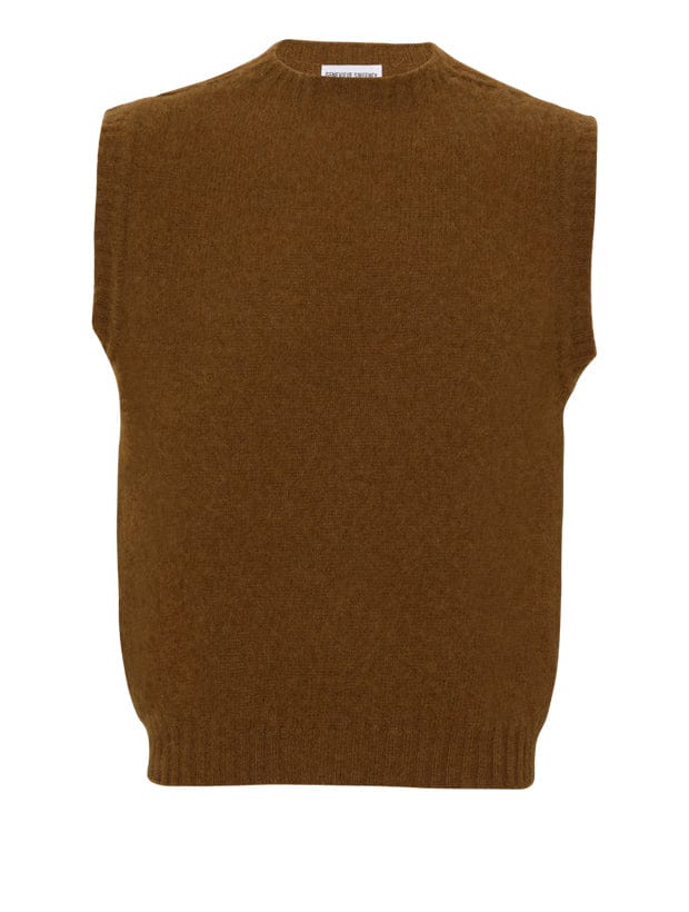 Laide Brushed Wool Knitted Vest Men Brown Genevieve Sweeney