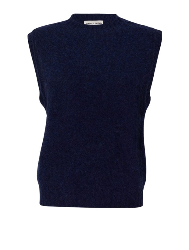 Laide Brushed Wool Knitted Vest Navy Genevieve Sweeney