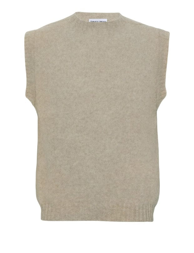 Laide Brushed Wool Knitted Vest Men Putty Genevieve Sweeney
