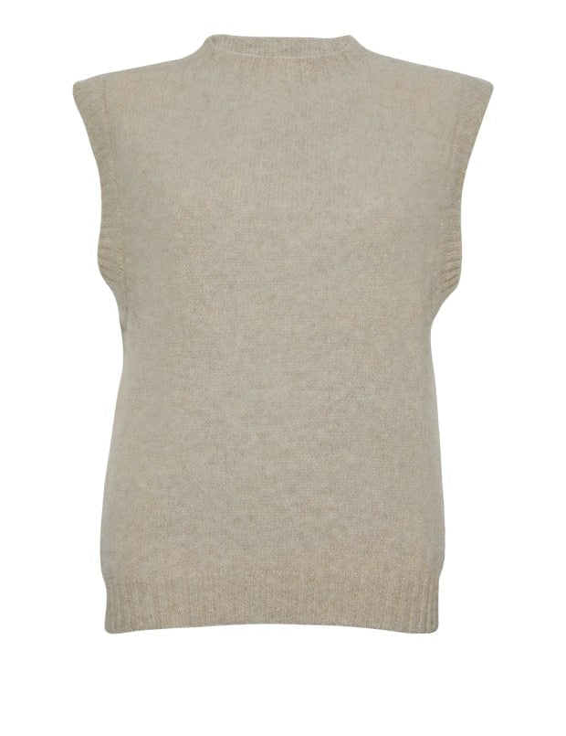 Laide Brushed Wool Knitted Vest Putty Melange Genevieve Sweeney