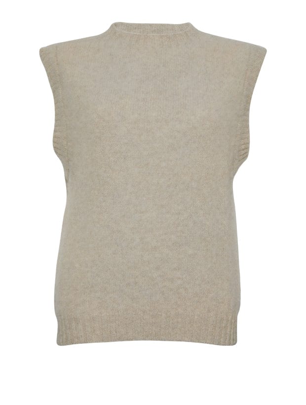 Laide Brushed Wool Knitted Vest Putty Melange Genevieve Sweeney