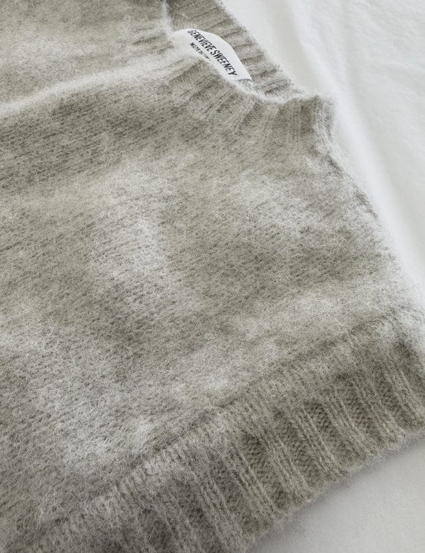 Laide Brushed Wool Knitted Vest Men Putty Genevieve Sweeney