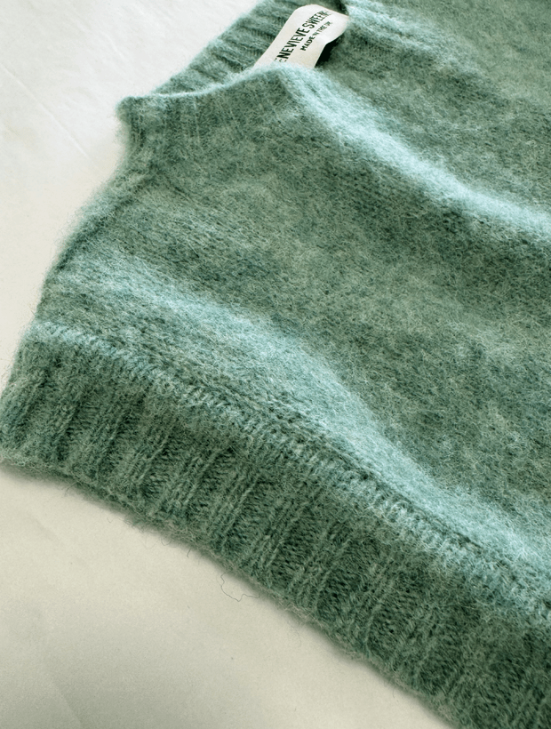 Laide Brushed Wool Knitted Vest Celadon Green Genevieve Sweeney