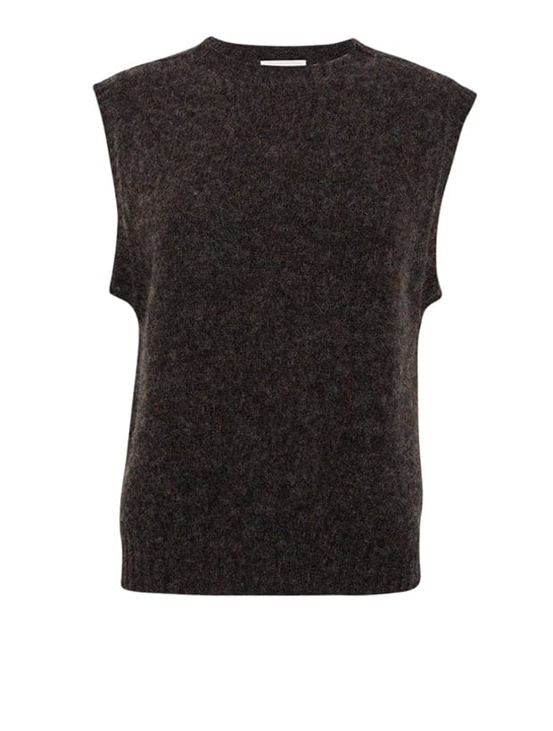 Laide Brushed Wool Knitted Vest Charcoal Genevieve Sweeney