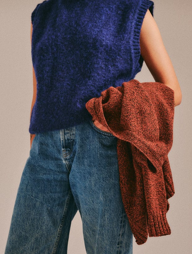 Laide Brushed Wool Knitted Vest Navy Genevieve Sweeney