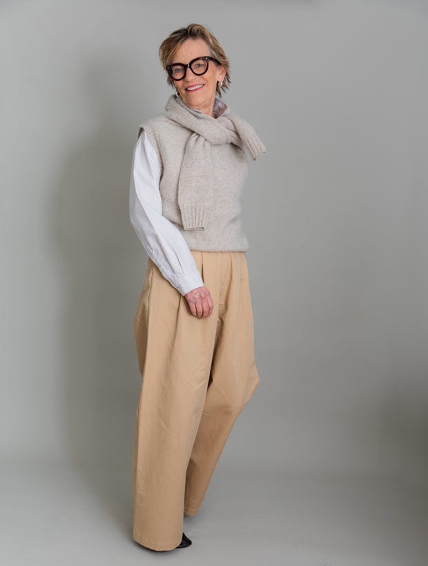 Laide Brushed Wool Knitted Vest Putty Melange Genevieve Sweeney