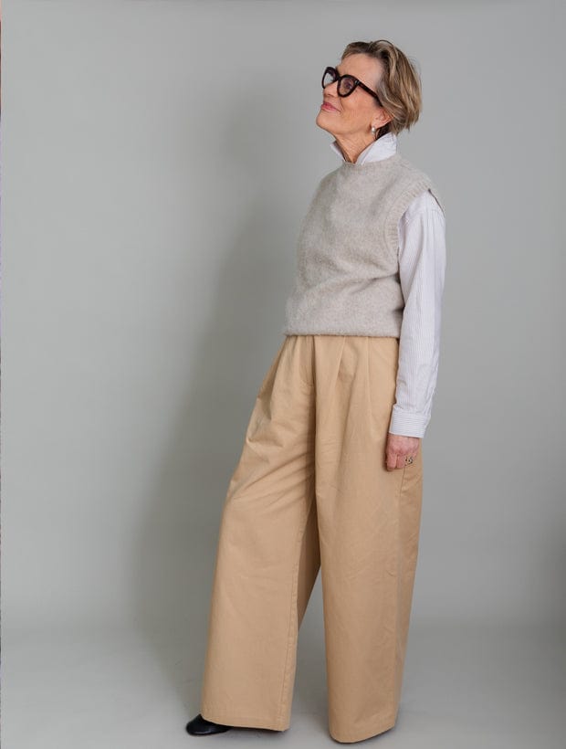 Laide Brushed Wool Knitted Vest Putty Melange Genevieve Sweeney