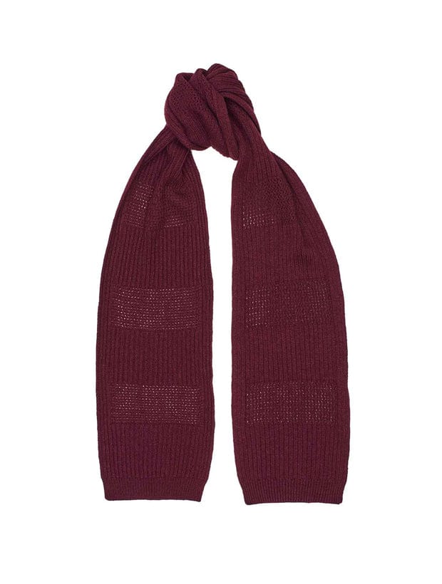 Textured Stitch Wool Viscose Scarf Burgundy Genevieve Sweeney