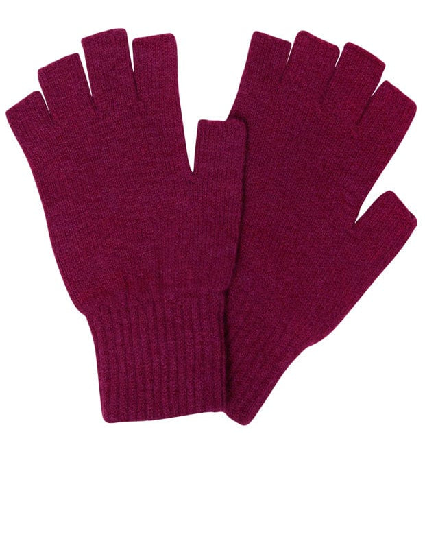Fingerless Lambswool Gloves Raspberry Pink Genevieve Sweeney