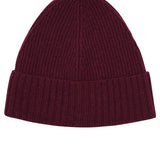 Lambswool Ribbed Beanie Burgundy Melange Genevieve Sweeney
