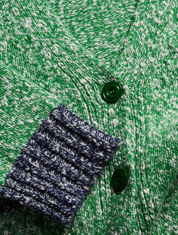 Lea Cardigan Textured Lambswool Green Genevieve Sweeney