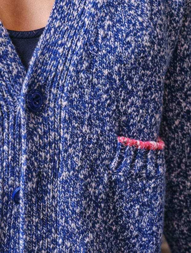 Lea Cardigan Textured Lambswool Blue Genevieve Sweeney