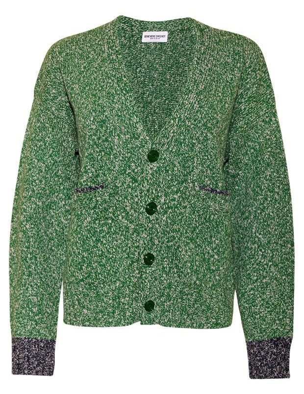 Lea Cardigan Textured Lambswool Green Genevieve Sweeney